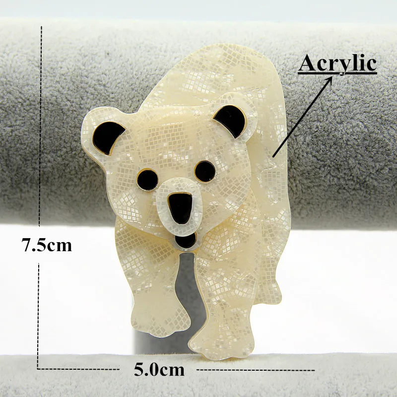 FishSheep Acrylic Polar Bear Brooches For Women Lovely Animal Resin Lapel Pin Brooch Jewelry Female Badge Clothes Accessories