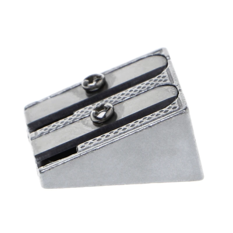 Logam Miring Double Lubang Kantor Sekolah Rautan Pensil Rautan Alat Tulis