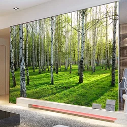 Niestandardowy Mural tapety las brzozowy naturalna tapeta zdjęcie krajobrazu restauracja salon sypialnia naklejka wystrój wnętrz