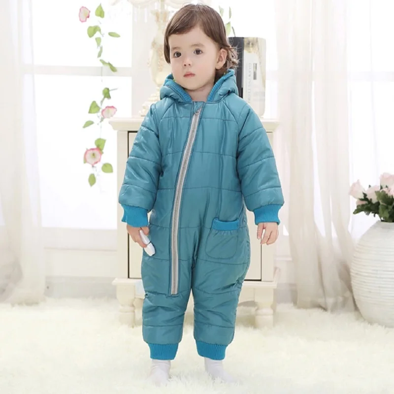 Winter Baby Rompers Snow Thick Baby Warmer Hooded Coats Baby Boys Rompers Newborn Fleece Jumpsuits Girls Outfits Down Jackets