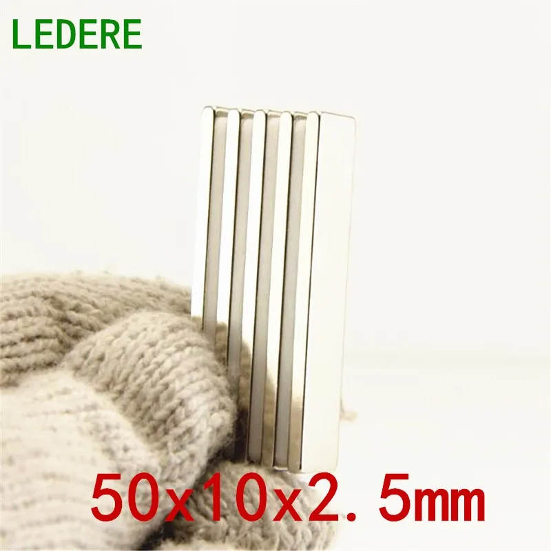 LEDERE 10 pcs 50*10*2.5 Super Strong Block Cuboid Oblong Magnets 50x10x2.5 mm Rare Earth Neodymium Magnet 50x10x2.5 mm N35