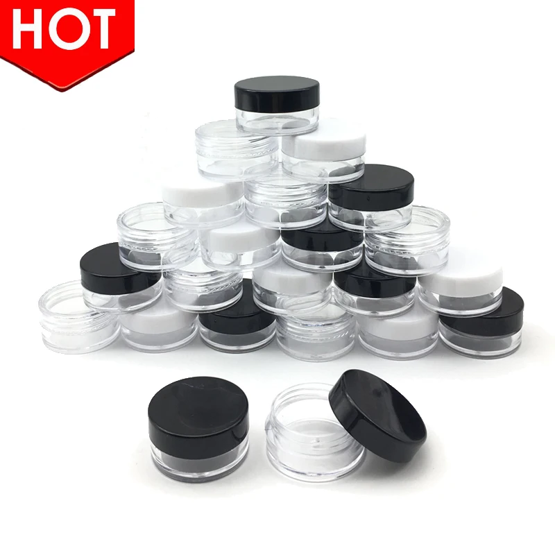 

200Pcs Cosmetic Sample Empty Container 2g/3g/5g/10g/15g/20g Round Pot Small Tiny Bottle for Make Up Eye Shadow Nails Powder