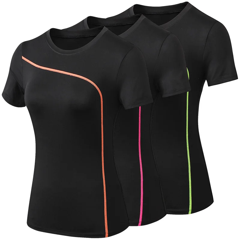 Quick Dry Stretch Slim Fit Yoga Tops for Woman Short Sleeve Sports Fitness T Shirt Outdoor Running t-thirt Female Gym Yoga Shirt