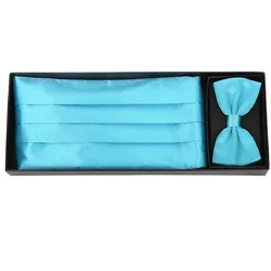 Cummerbund-mouchoir ceinture élastique large | Mouchoir avec nœud papillon, pochette carrée 3 pièces en 1