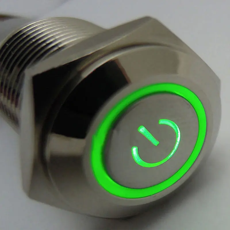 EE support Universal 12V 16mm LED Power Symbol Angel Eye Push Button Metal Switch ON/Off Car Accessories Sales