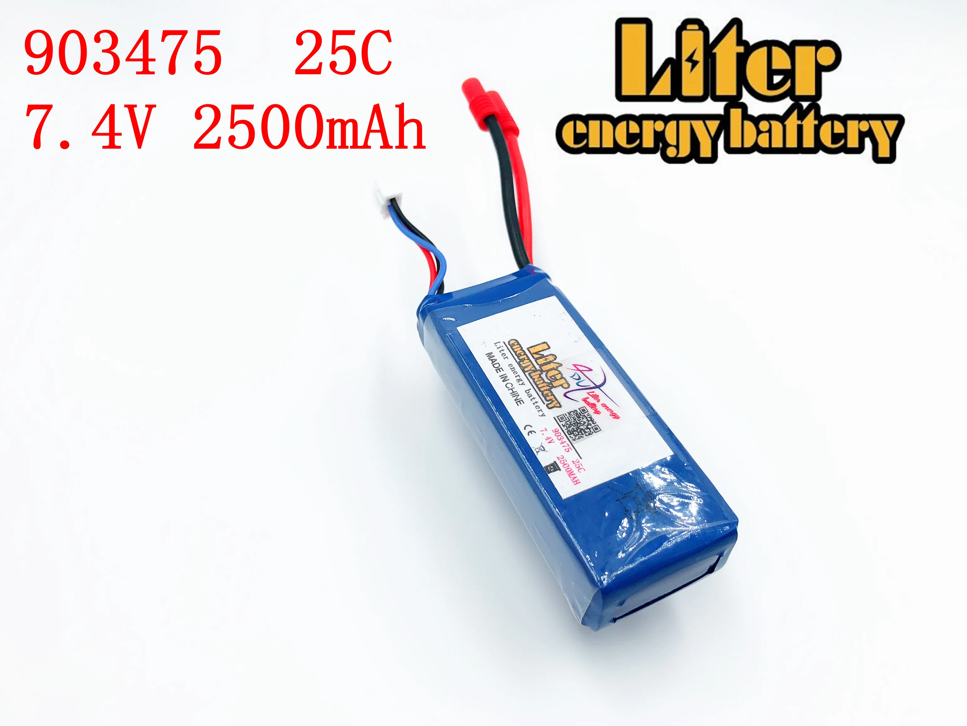 Batterie de Drone 7.4V 2500mAh 25C 903475 pour RC MJX X101/MJX X102H SYMA X8C X8W X8G X8HC X8HW X8HG Wltoys V262 quadrirotor