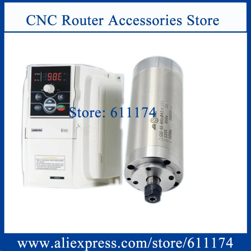 cnc spindle motor 800w water cooled spindle motor + 1.5kw AC220V Frequency VFD Inverter