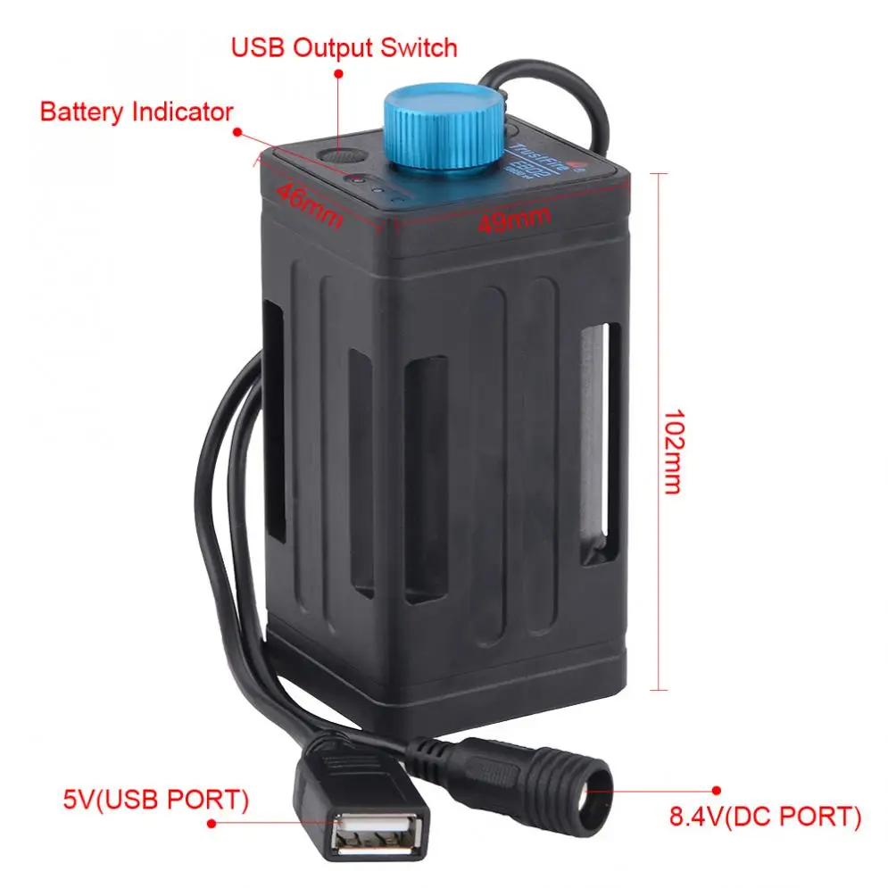 Przenośna praktyczna wodoodporna obudowa baterii Box z interfejsem USB wsparcie 4x18650 bateria do roweru LED Light
