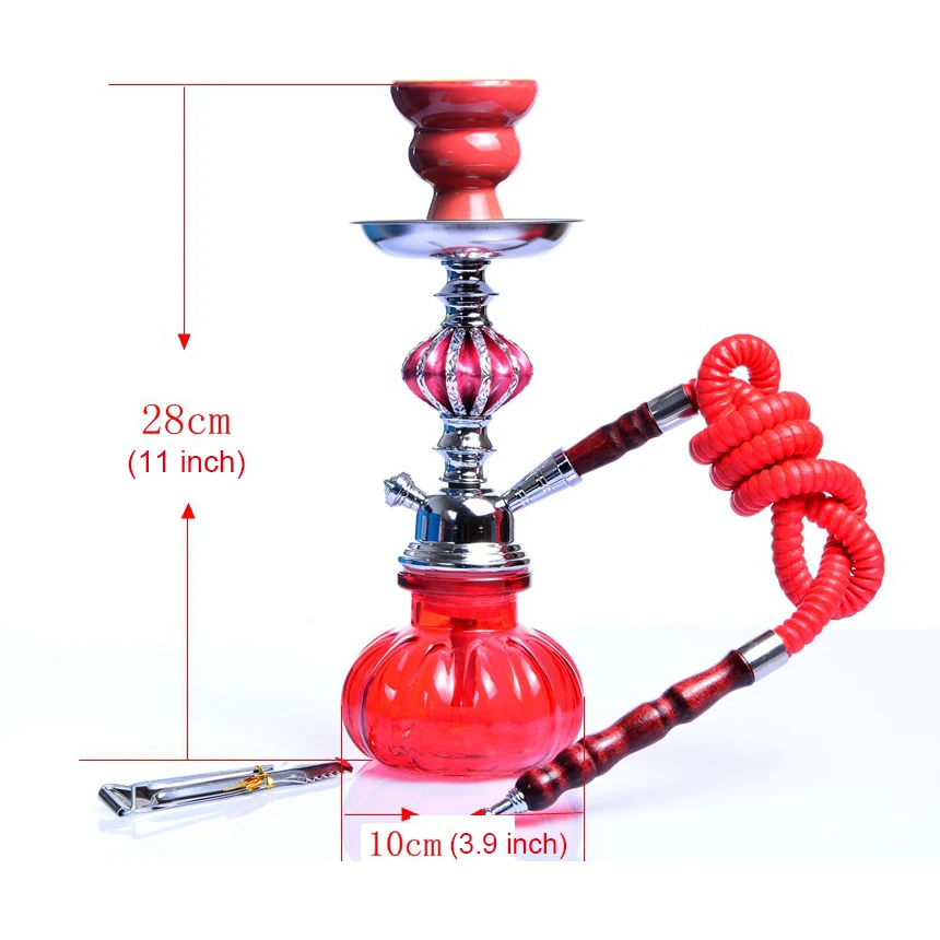 Glass Hookah Shisha Pipe Set With Ceramic Sheesha Bowl Synthetic Leather Hose Metal Charcoal Tongs Chicha Narguile Tools