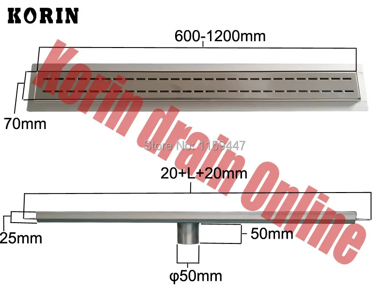 Imagem -05 - Dreno de Chuveiro em 600 com Zíper de 304 mm Dreno Vertical de Chuveiro com Flange Dreno de Piso Longo Aço Inoxidável