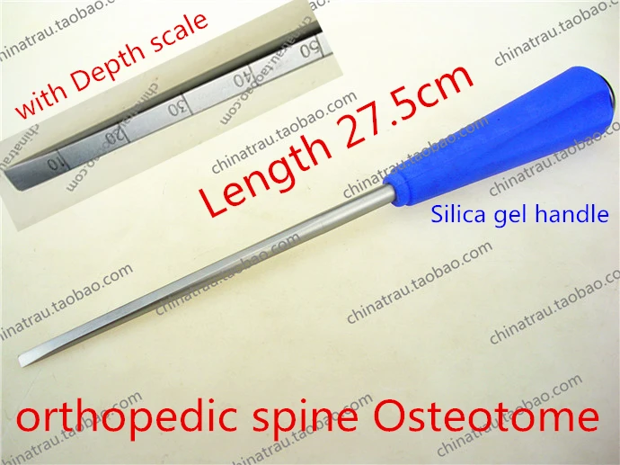 medical orthopedic instrument Spine chisel flat Osteotome 3mm 5mm cervical Lumbar vertebra Silica gel handle minimal invasive