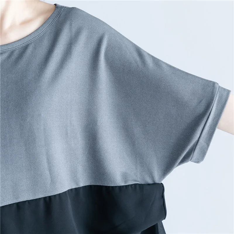 2022 New Summer Chiffon T-Shirt Patchwork Women Clothing Casual Oversized Irregular Basic Tops Female Casual Tee t Shirts X632