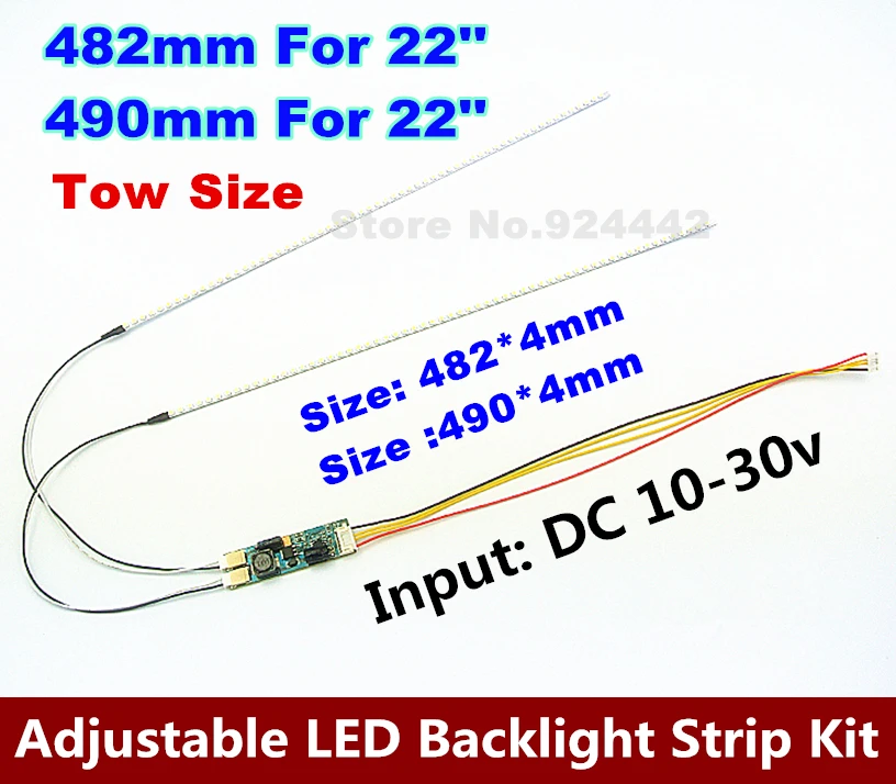 

10pcs 22" 482mm 10pcs 490mm 22" Adjustable brightness led backlight strip kit,Update inch LCD ccfl panel to LED backlight