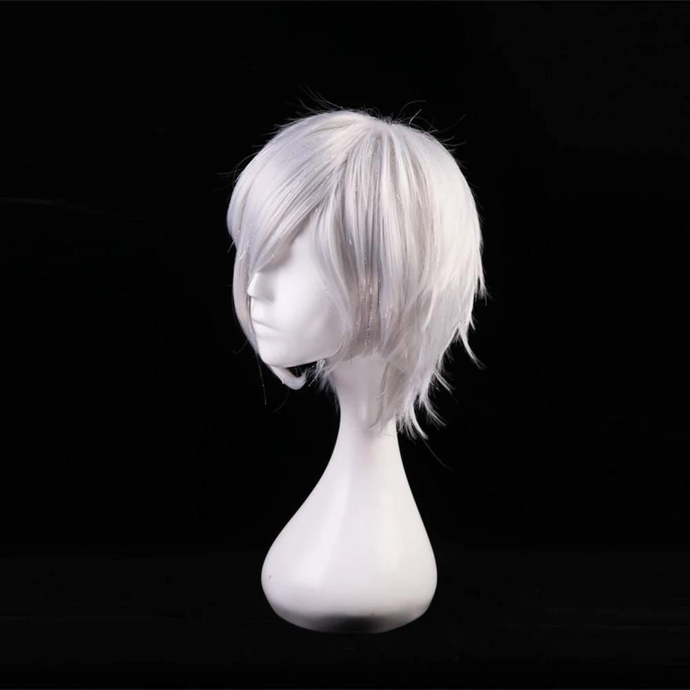 High Quality Hoseki no Kuni Cosplay Wig Antarcticite Silver Grey Short Hair Synthetic Halloween Costume Party Wigs