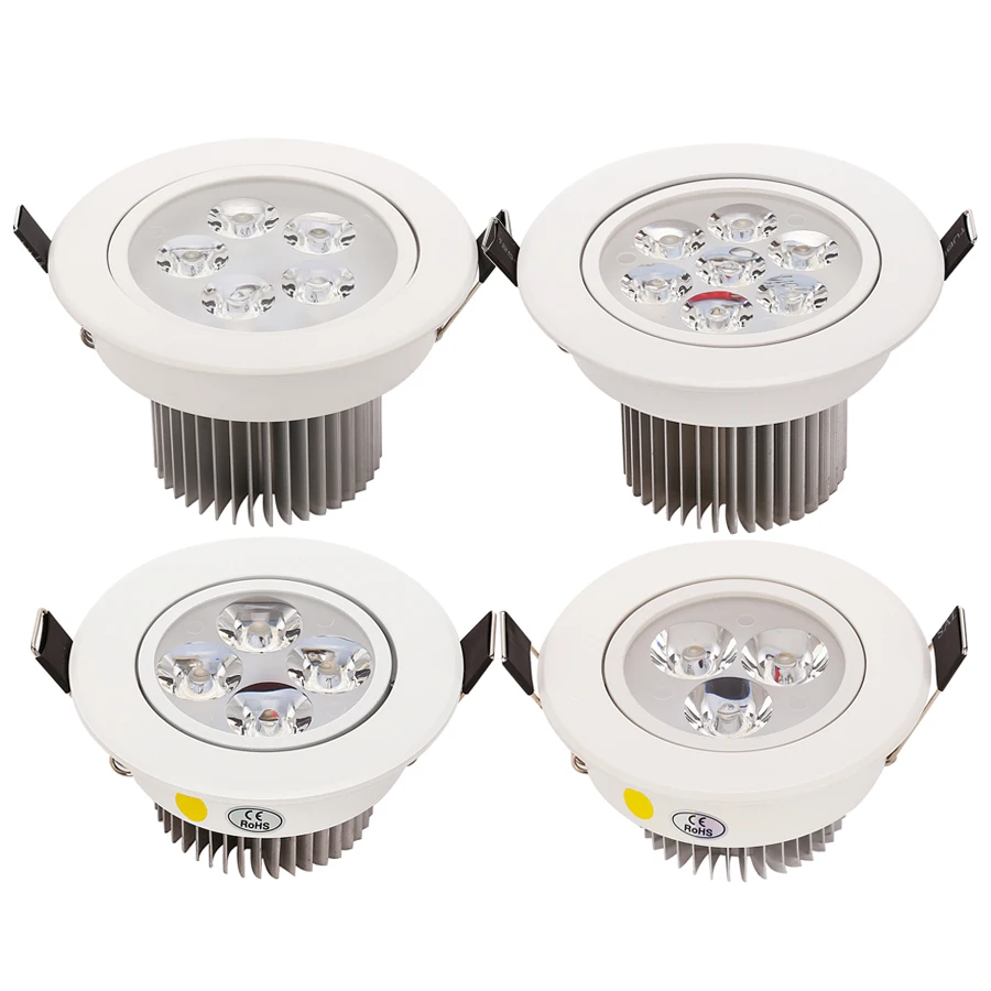 

2pcs/lot 9W 12W 15W 21W LED Down Light Recessed ceiling lights AC110v 220v White shell 330-770LM Cold /Pure/Warm white