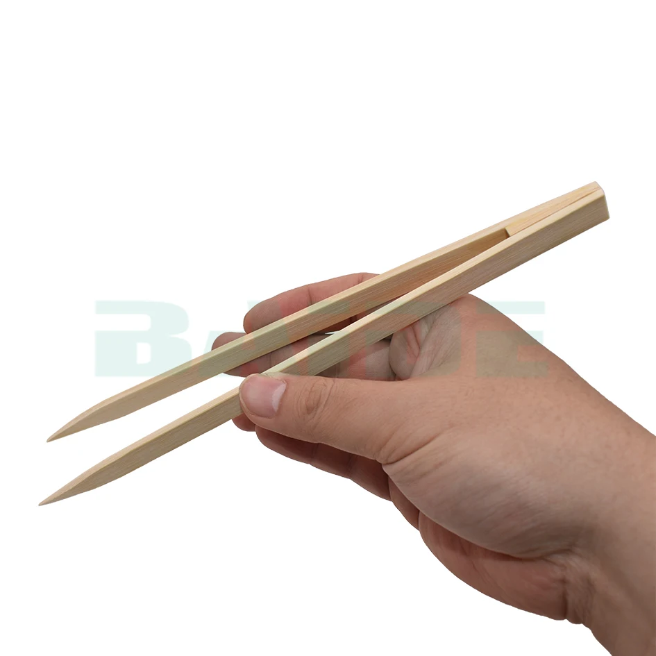 Anti-static ESD 25cm Bamboo Tweezers Pincette for Electronic Chip Wafer Quartz Tools 50pcs/lot