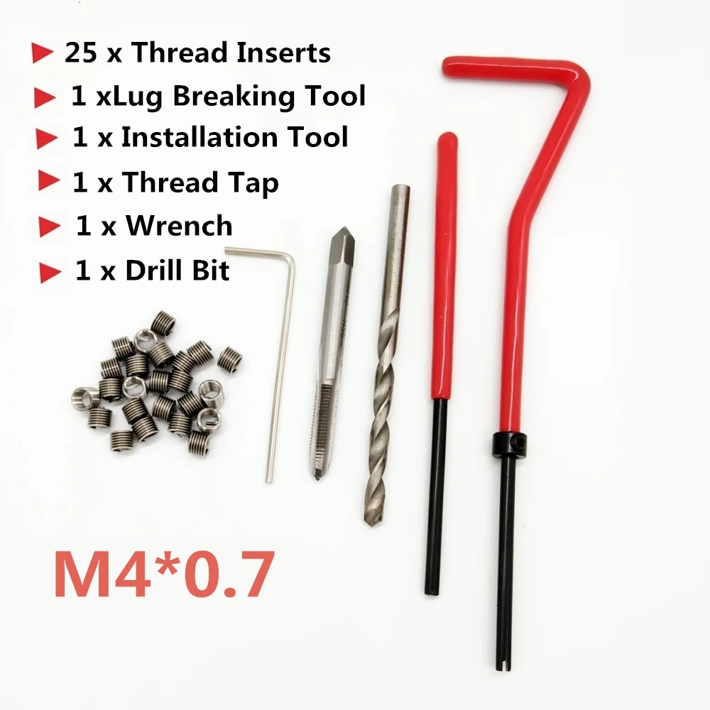 

Набор инструментов для ремонта спирали, M4 * 0,7, 25 шт.