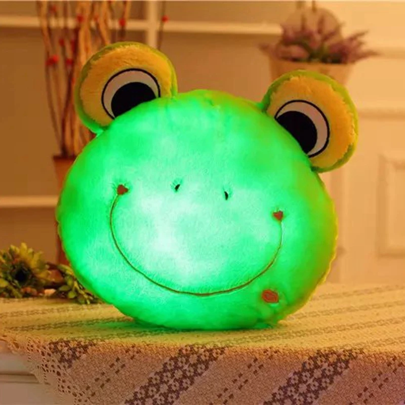 36cm Cute Glowing Luminous Led Light up Plush Pillow Stuffed Soft Monkey Frog Cat Bear Plush Doll Toy Cushion Birthday Gift Kids