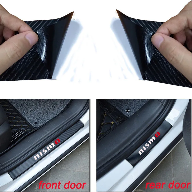 Carbon Fiber Car Door Welcome Pedal Film Stickers Anti Scratch None Slip For Nissan NISMO Sill Sticker Car Accessories Styling