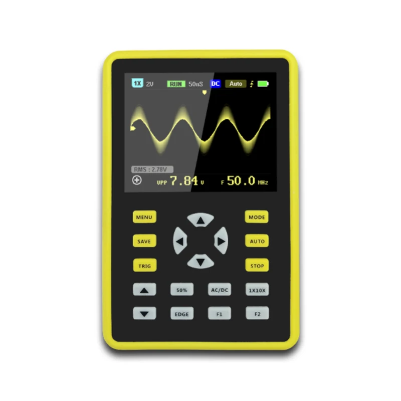 

Handheld 5012H Oscilloscope 2.4" LCD Portable Digital Mini Oscilloscope Rechargeable & 100MHz Bandwidth 500MS/s Sampling Rate