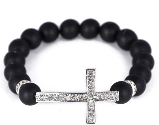 New arrival!CROSS micro pave CZ Disco Ball Beads    Bracelet  WITH BLACK fasion Gift jewelry Discount. crystal