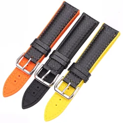 Watchbands Leather + Rubber Women Men 18mm 20mm 22mm Watch Strap Bracelet With Steel Buckle Black Yellow Orange