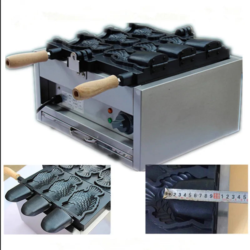 Open mouth fish cake machine electric heating 3pcs fish mouth ice cream taiyaki forming machine  ZF