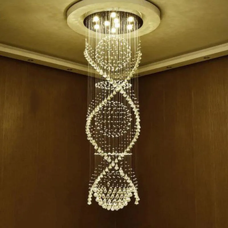 

Modern Double Spiral Crystal Chandelier Superdense K9 Crystal Electric Lamp Devices Hotel Villa Crystal Ladder Lamp Chandelier