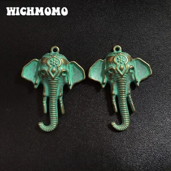 2pcs 45*33MM Retro Patina Plated Zinc Alloy Green Elephant Charms Pendants For DIY Jewelry Accessories