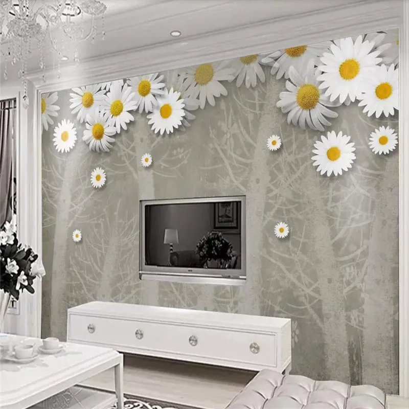 Custom 3D wallpaper tree pattern chrysanthemum retro style background wall professional making mural photo wallpaper