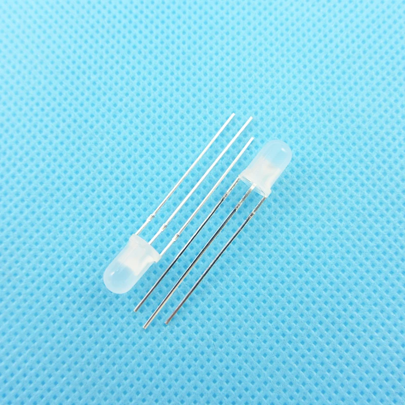 10pcs/lot F5 5mm LED Bi-Color Diffused Common Anode Round Light Emitting Diode Dual Red Blue Foggy Two Plug-in Practice DIY Kit