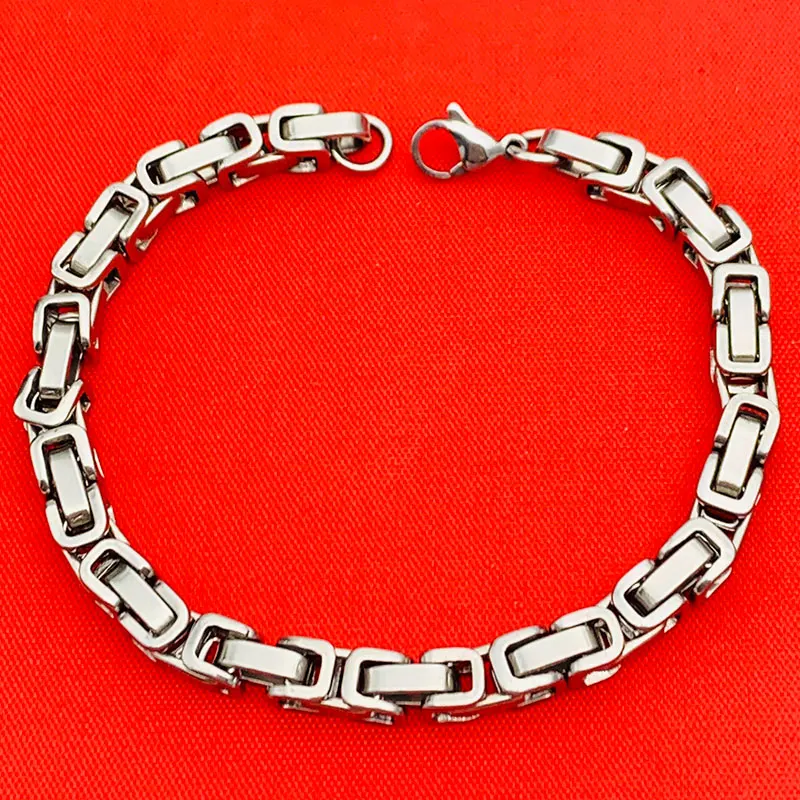 Men Jewelry Bracelet 316 Stainless Steel Byzantine Box Link Necklace Bracelet