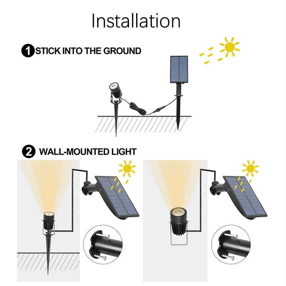 Ip65防水ソーラーledスポットライト,屋外照明,景観照明,庭,芝生,庭,または裏庭に最適です。