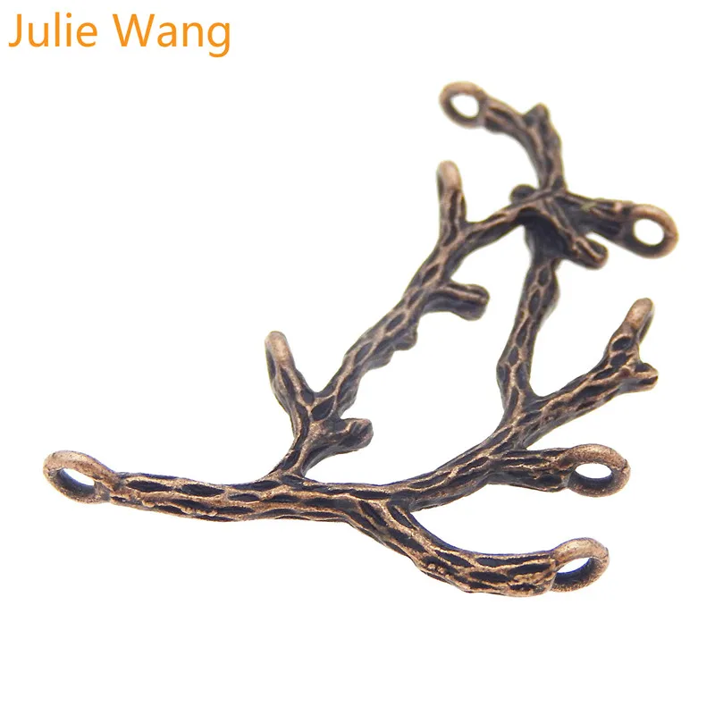 Julie Wang 5pcs Red Copper Mini Charms  Branches Shape  Pendant Handmade Hanging Crafts Accessory Suspension AU35351