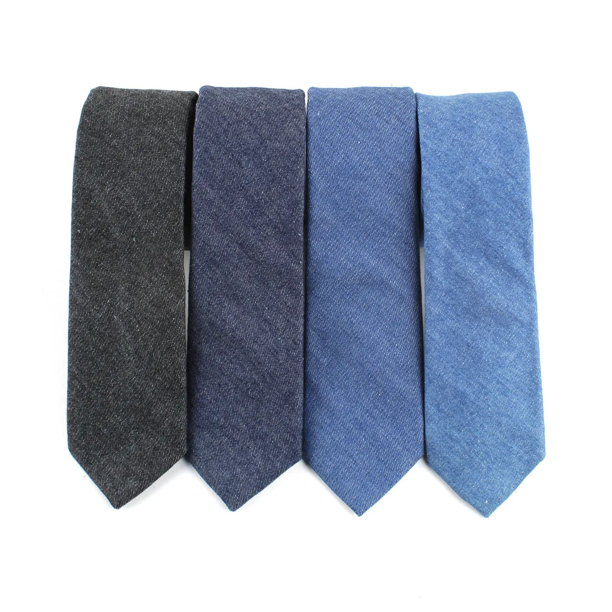 Fashion Jeans Neck Ties For Men 6cm Skinny Denim Cotton Ties Casual Solid Necktie Plaid Narrow Gravata Business Suits Tie