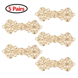 5 Pairs Bottoni per Abbigliamento Mantello Del Capo Fibbia di Fissaggio Gancio e Occhio Decorativo Del Fiore di Turbinio Pulsante Nodo Cinese Cardigan Clip