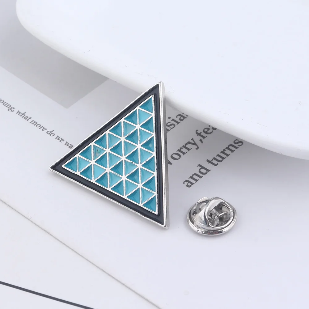 Moive Detroit Become Human Badge Brooch Blue Triangle Pins Brooches for Women Men Lapel Pin Jeans Shirt Jewelry