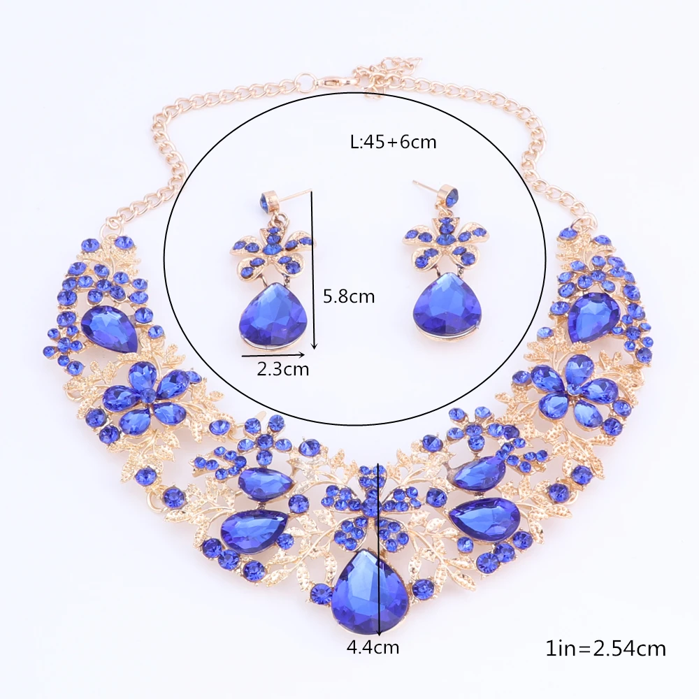 OEOEOS Dubai Gold Jewelry Sets For Women Luxury Color African Beads Jewelry Set Wedding Flower Necklace Earrings Set