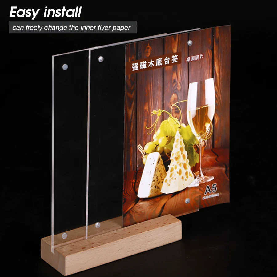 A6 Acrylic Table Tent Menu Sign Holder Stand Double Sided Bottom Load Table Top Display Stand Portrait Style Menu Ad Frame