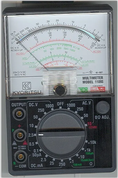 

KYORITSU 1109S Analogue Multimeter with case DC 0.1/0.5/2.5/10/50/250/1000V AC 10/50/250/1000V