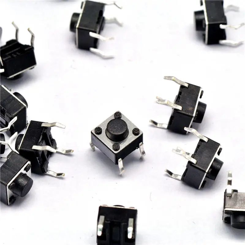 100 szt. Przełącznik dotykowy 6x6x5mm DIP4 ON/OFF 6*6*5 Przycisk dotykowy Mikroprzełącznik dotykowy 6*6*5mm Przyciski DIP 4-pinowe