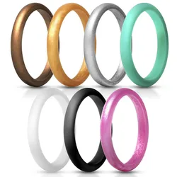2.7mm pink Hypoallergenic Silicone Rubber Flexible Ring Band Wedding Engagement Classical Simple Statement woman Size 4 6 8 10