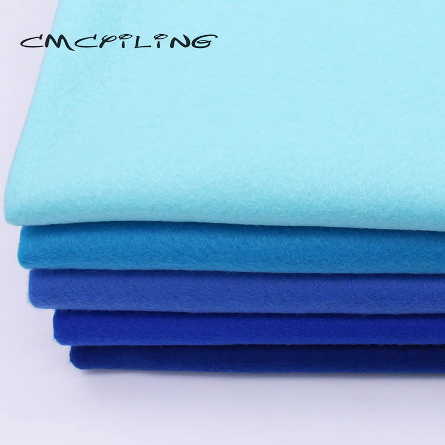 Blue Series Soft Felt ,For Needlework DIY Patchwork Sewing,Dolls Crafts Polyester Cloth Fabric,5 Pcs/Lot,45cmx55cm