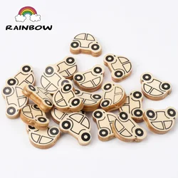 Wood Material Color Nature Car Pattern Wooden Spacer Beads For Jewelry Making DIY 20pcs 25x18mm