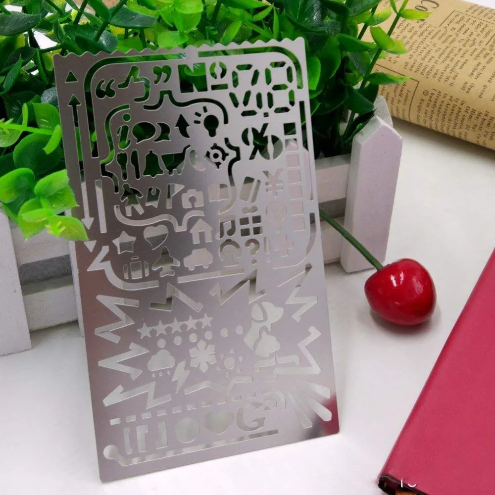 Metalen Tekening Templates Digitale Rvs Multifunctionele Planner Stencils met 60 Openingen