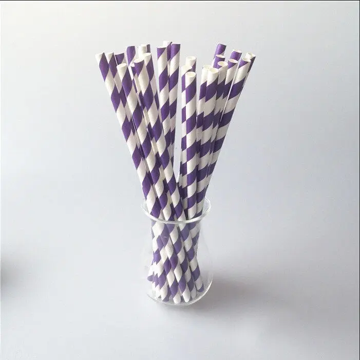 Free Shipping 500pcs(25pcs/pack) Biodegradable Striped Paper Straws For Baby Shower Birthday Parties Weddings etc.Party Supplies