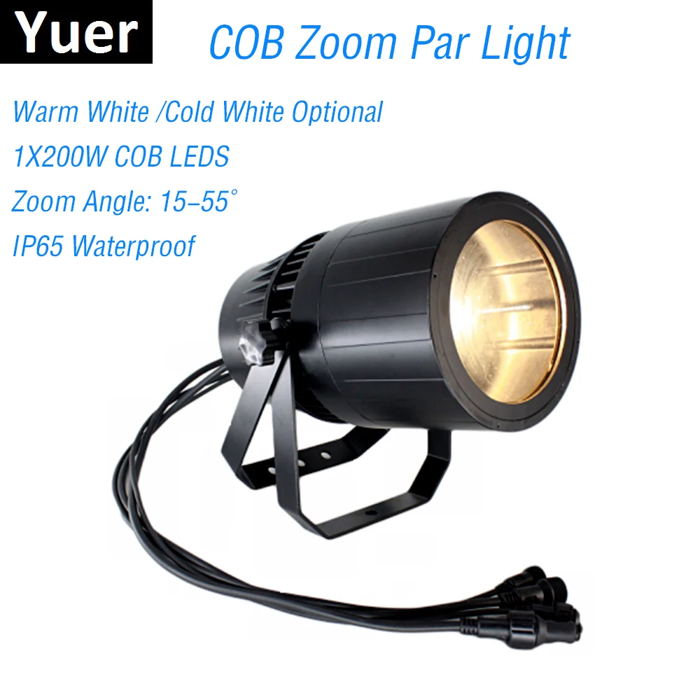 

COB Zoom Par Light 200W Warm / Cold White Dj Lighting Effect Wash Light DMX 512 Controller Night Club Light Beam Projector Party