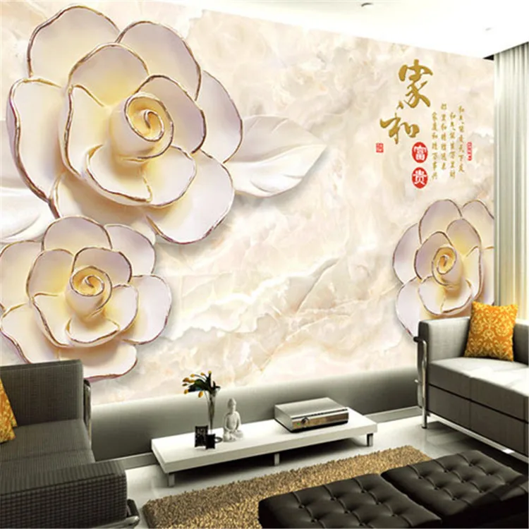 

8d Mural TV background wall paper 5D living room Chinese wallpaper modern minimalist film and television 3D wall cloth