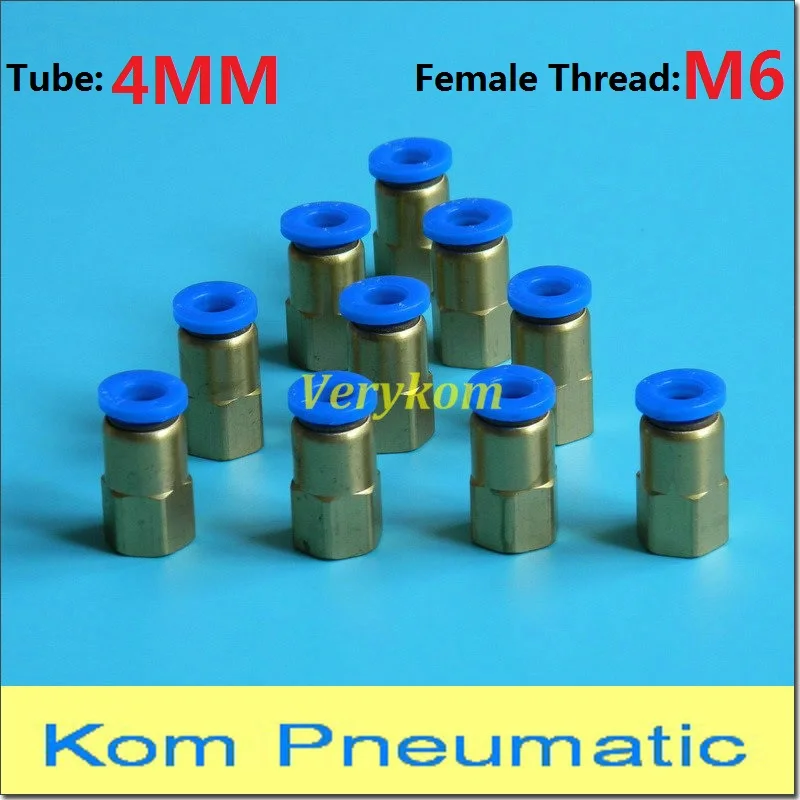 10X Free Shipping APCF PCF 4mm-M6 Pneumatic 4MM Tube Push In M6 Thread Female Straight Air Fitting Connector PCF 4-M6