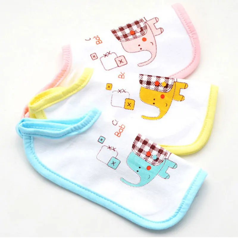 1 Piece Cartoon Girls Boy Baby Bibs Newborn Cotton Elephant Toddler Gift Saliva Towel Feeding Stuff Burp Cloth Waterproof Infant